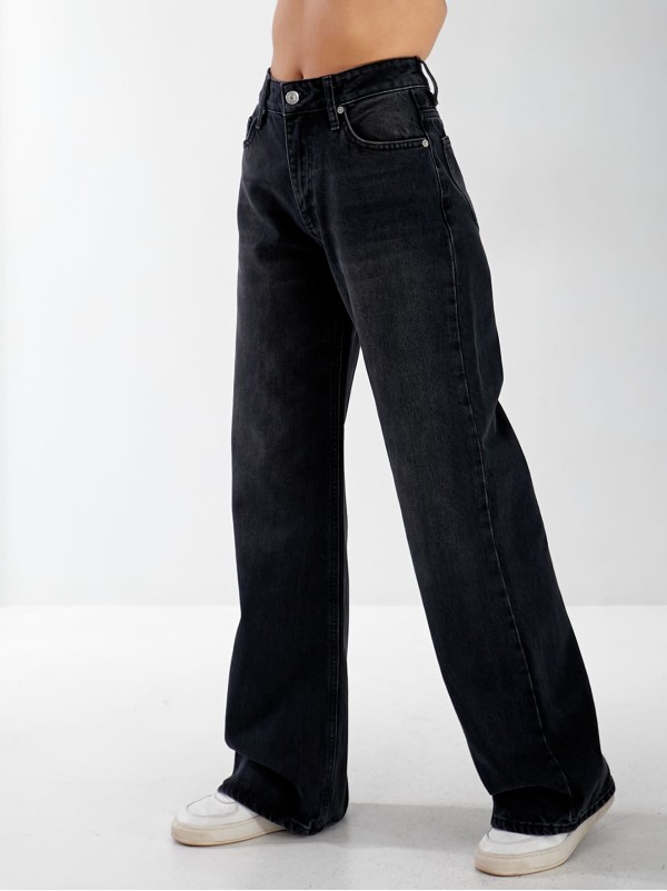 Джинси Burgas Wide leg жіночі чорного кольору