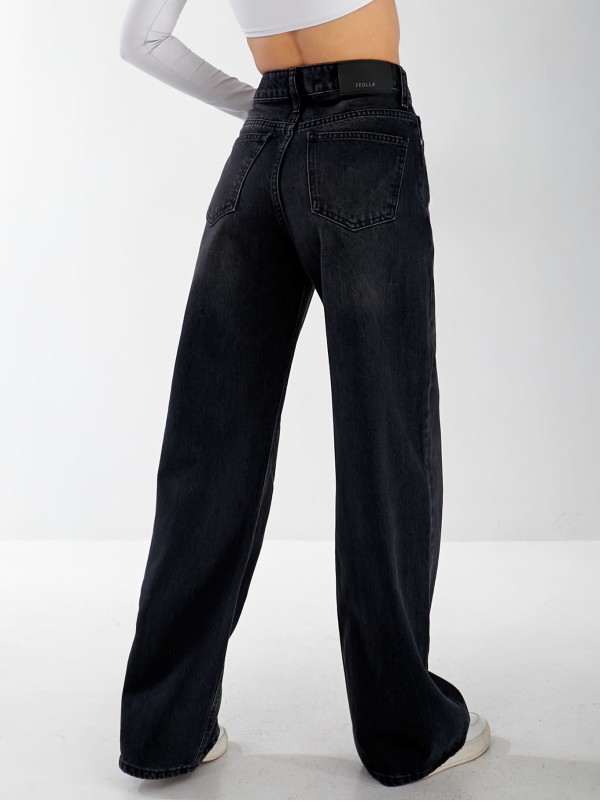 Джинси Burgas Wide leg жіночі чорного кольору
