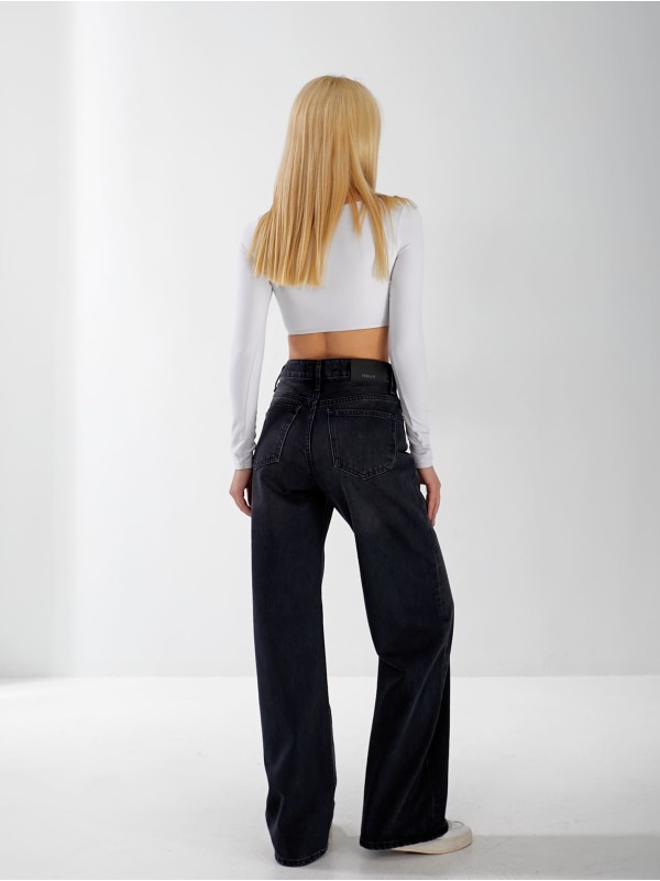 Джинси Burgas Wide leg жіночі чорного кольору