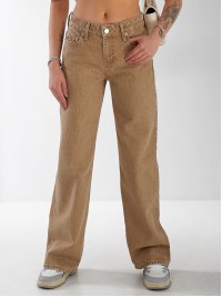 Джинсы Stanley Wide leg женские бежевого цвета
