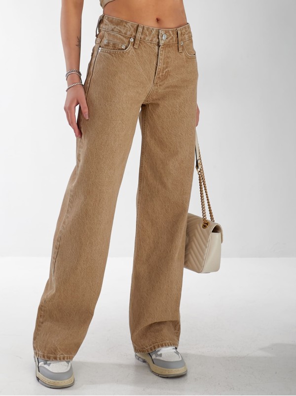 Джинсы Stanley Wide leg женские бежевого цвета