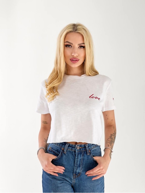 Женский топ Love молочного цвета