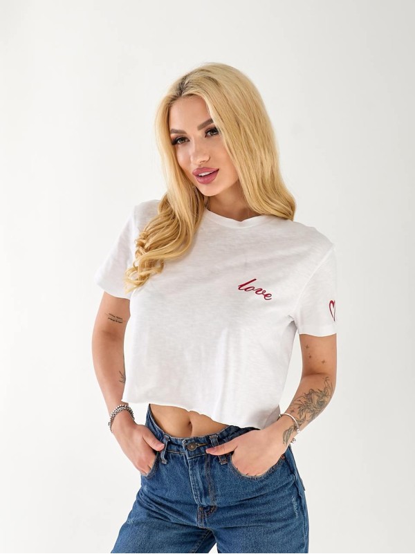 Женский топ Love молочного цвета