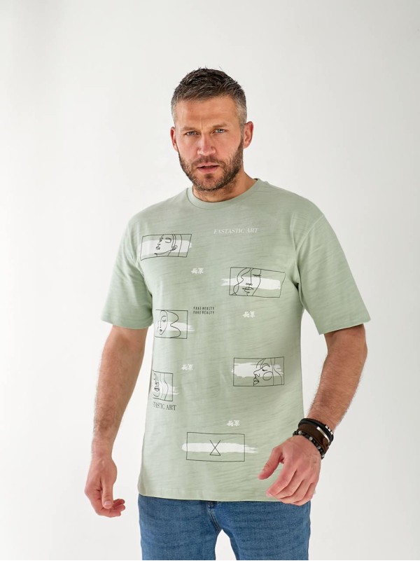 Мужская футболка с квадратами оливкового цвета