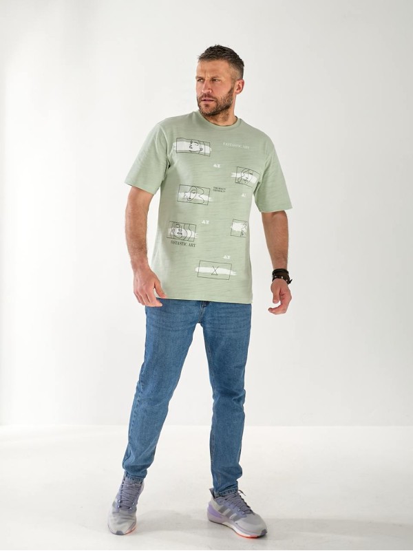 Мужская футболка с квадратами оливкового цвета