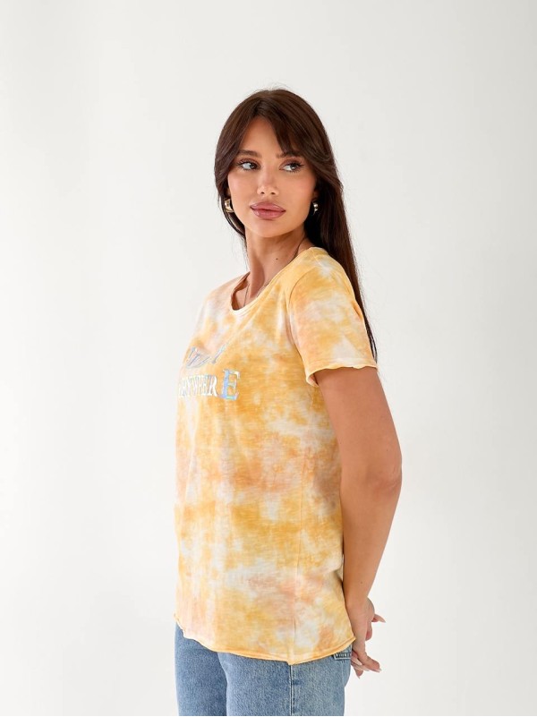 Жіноча футболка тай-дай оранжевого кольору