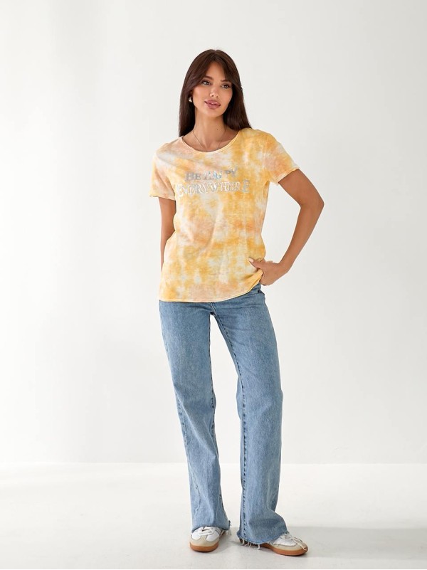 Жіноча футболка тай-дай оранжевого кольору