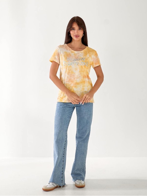 Жіноча футболка тай-дай оранжевого кольору