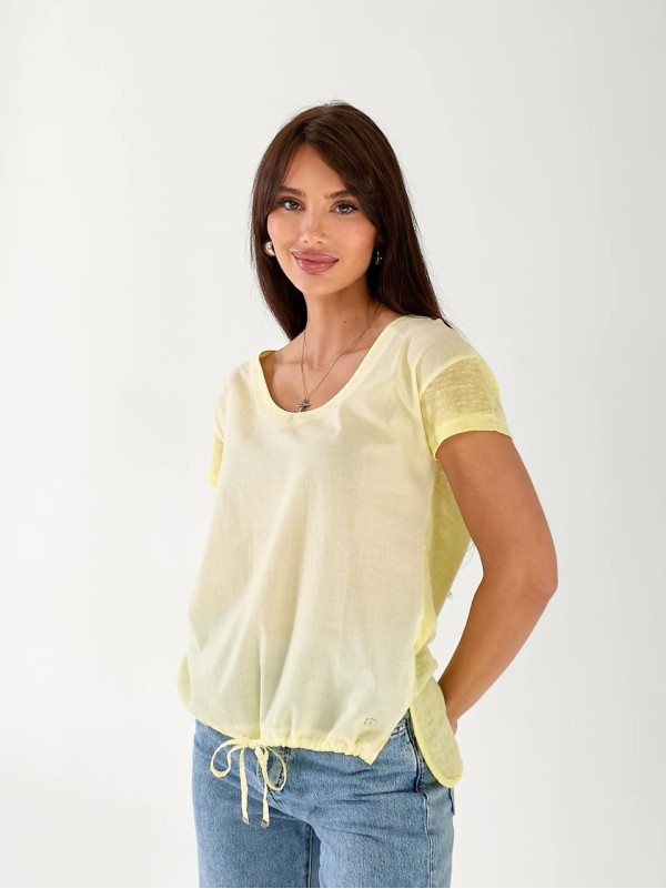 Женская футболка с завязками желтого цвета