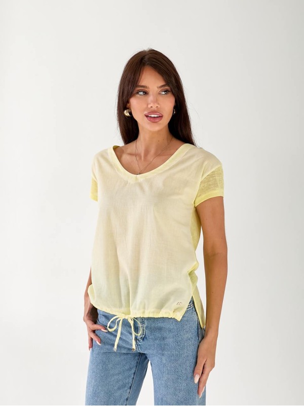 Женская футболка с завязками желтого цвета