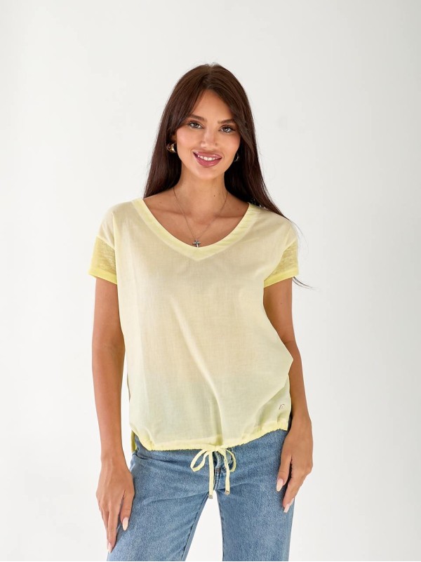 Женская футболка с завязками желтого цвета