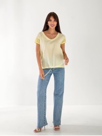 Женская футболка с завязками желтого цвета