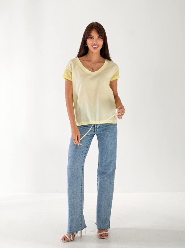 Жіноча футболка із зав'язками жовтого кольору