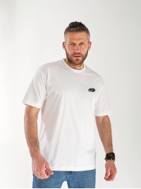 Чоловіча футболка з написом на спині білого кольору