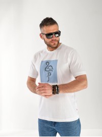 Мужская базовая футболка с рисунком белого цвета