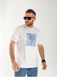 Мужская базовая футболка с рисунком белого цвета