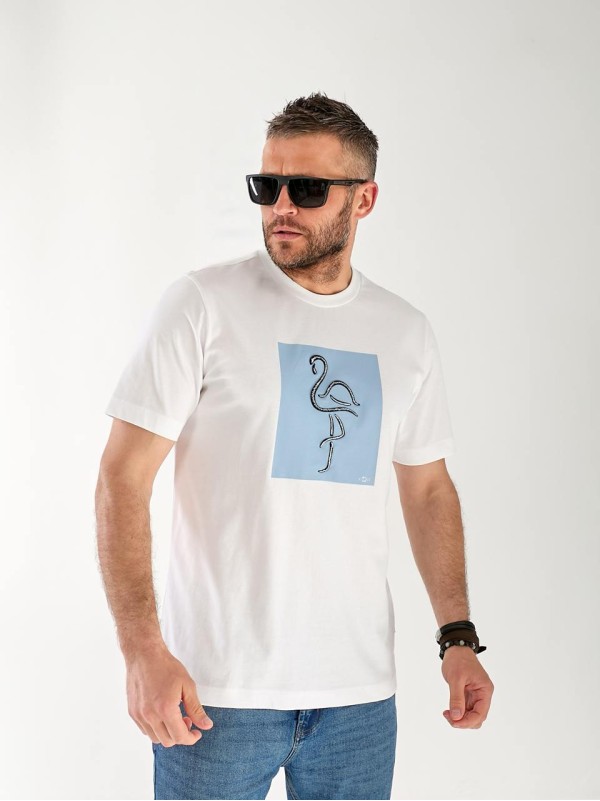 Мужская базовая футболка с рисунком белого цвета