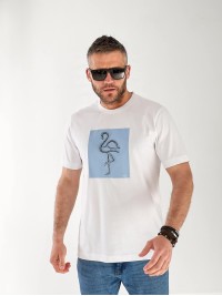 Мужская базовая футболка с рисунком белого цвета