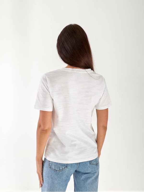 Женская хлопковая футболка с надписью белого цвета