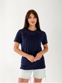 Базова жіноча футболка з візерунками синього кольору