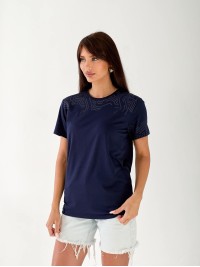 Базова жіноча футболка з візерунками синього кольору