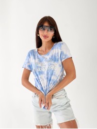 Жіноча футболка тай-дай блакитного кольору