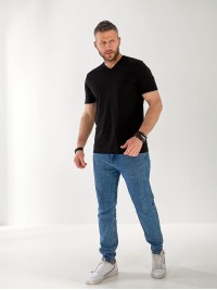 Мужская базовая футболка  с полосками черного цвета