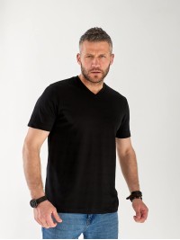 Мужская базовая футболка  с полосками черного цвета