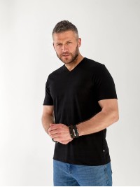 Мужская базовая футболка  с полосками черного цвета