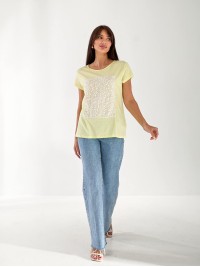 Женская футболка с пайетками желтого цвета