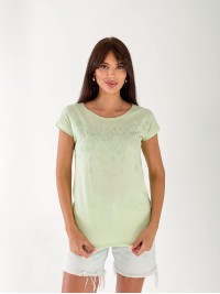 Женская футболка с рисунком салатового цвета