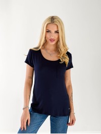 Жіноча футболка з кишенею синього кольору