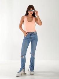 Женская базовая майка пудрового цвета