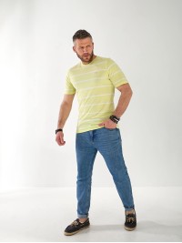 Чоловіча футболка в смужку салатового кольору