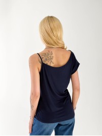 Женская майка на одно плече синего цвета