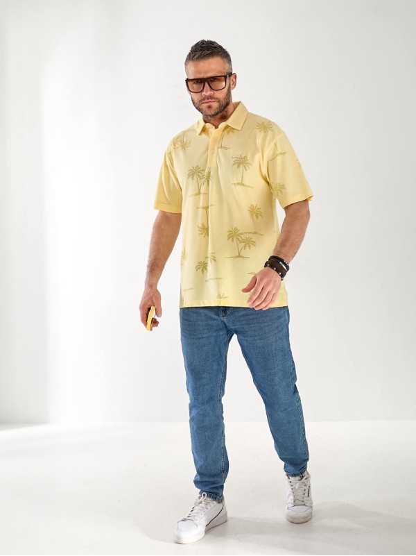 Чоловіча футболка поло з малюнком жовтого кольору