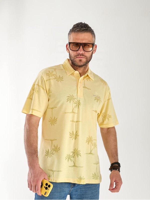 Чоловіча футболка поло з малюнком жовтого кольору