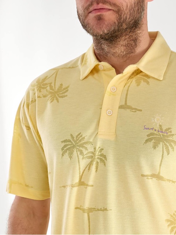 Чоловіча футболка поло з малюнком жовтого кольору