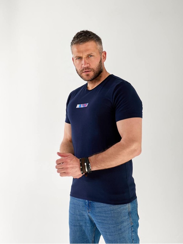 Чоловіча футболка з смужкою світловідбиваючої синього кольору