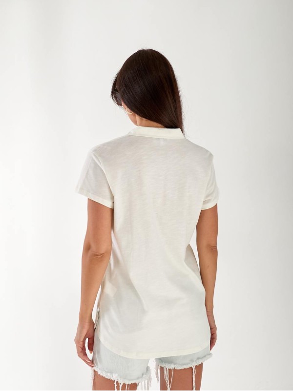 Жіноча футболка поло з написом білого кольору