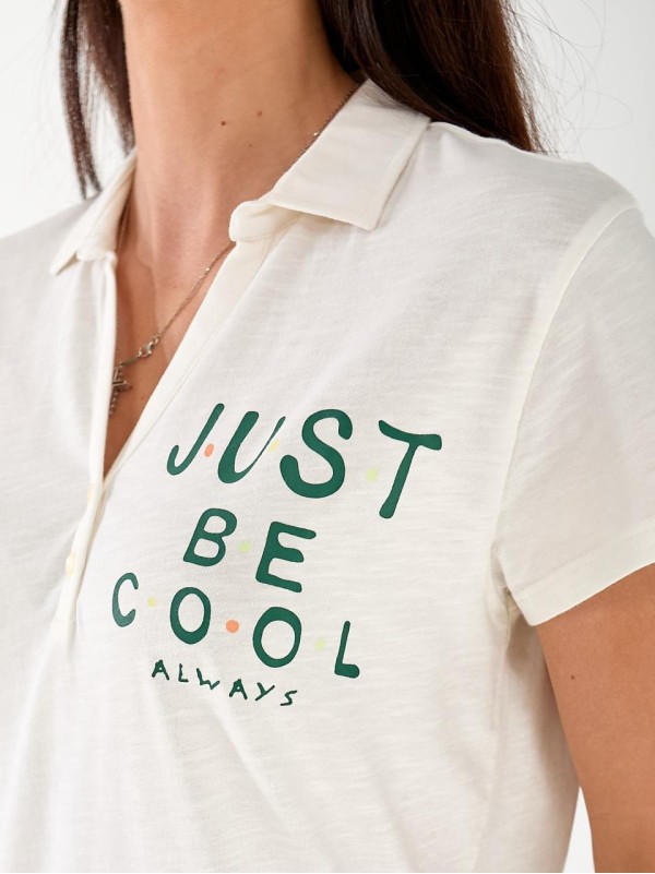 Жіноча футболка поло з написом білого кольору