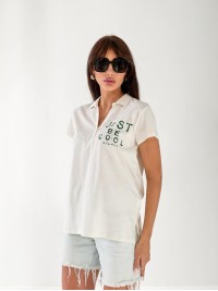 Жіноча футболка поло з написом білого кольору