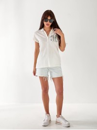 Жіноча футболка поло з написом білого кольору