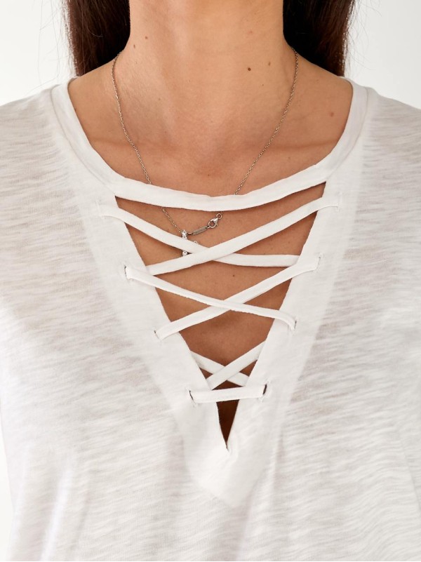 Жіноча футболка з зав'язками білого кольору