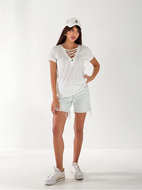 Жіноча футболка з зав'язками білого кольору