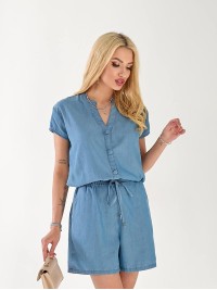 Жіночий джинсовий комбінезон синього кольору