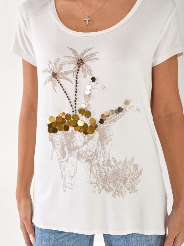 Женская футболка с рисунком белого цвета