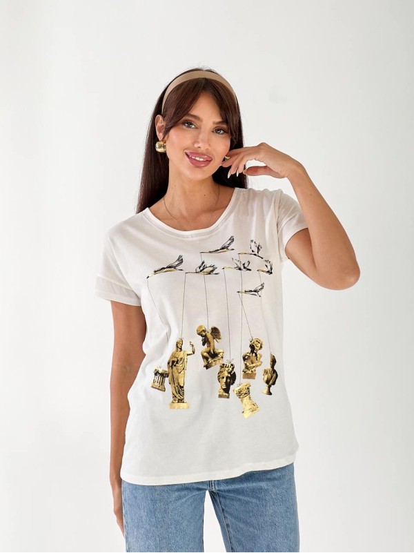 Жіноча футболка з малюнком білого кольору
