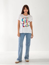 Жіноча базова футболка з написом білого кольору