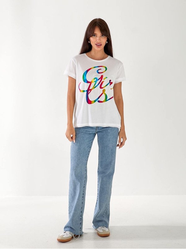 Жіноча базова футболка з написом білого кольору